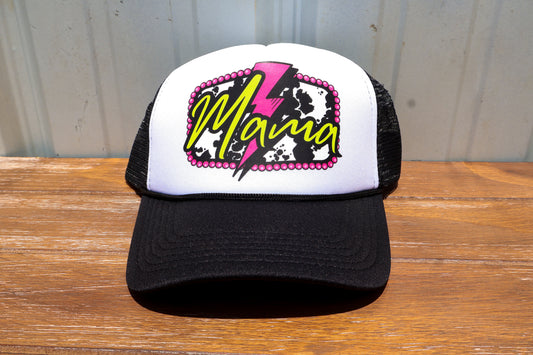 Pink Lighting Mama Trucker Hat