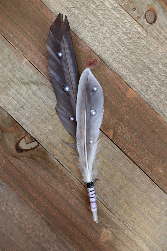 Pearl Studded Hat Feathers