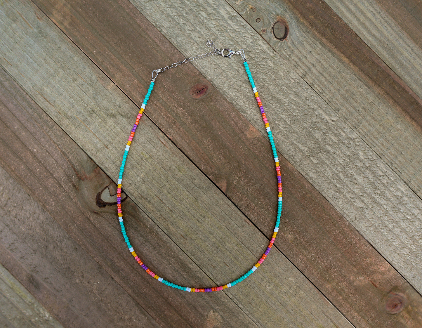 Pink Serape Seed Bead Choker